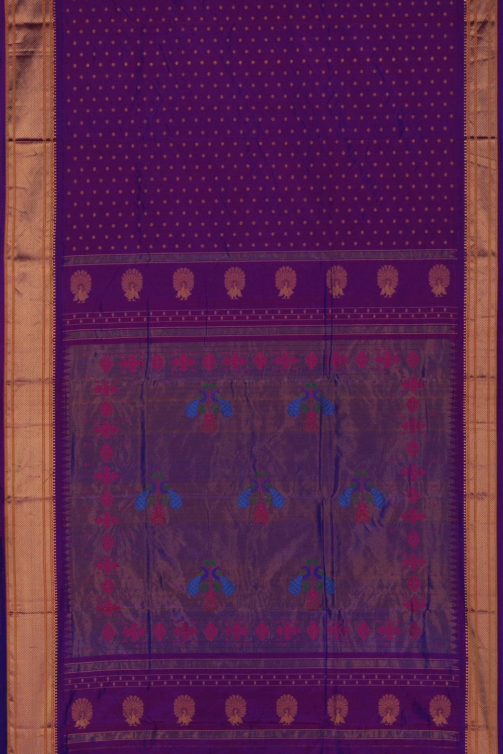 Image of Gadwal Silk Purple Saree